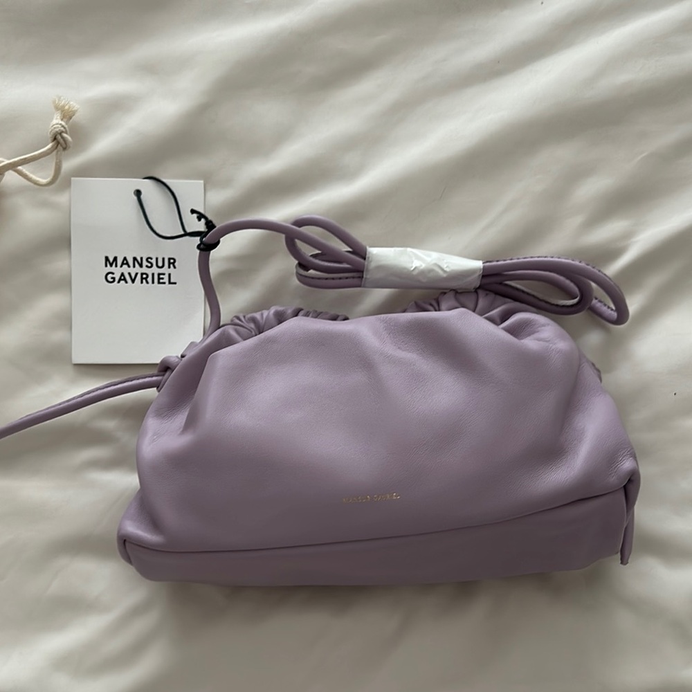 Mansur Gavriel Lavendar Mini Cloud Clutch with Ruched Detailing